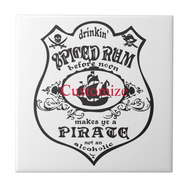 Spiced Rum Pirate Drink Thunder_Cove Ceramic Tile (Front)