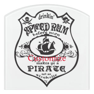 Spiced Rum Pirate Drink Thunder_Cove Door Sign