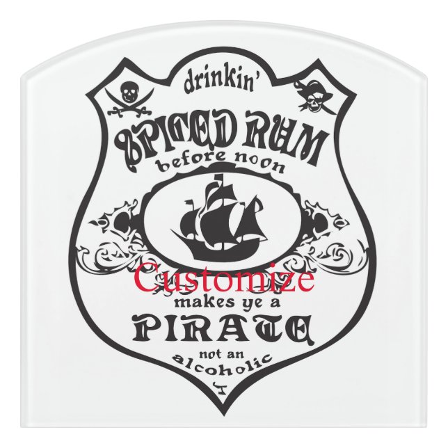 Spiced Rum Pirate Drink Thunder_Cove Door Sign (Contour Front)
