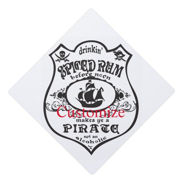Spiced Rum Pirate Drink Thunder_Cove Graduation Cap Topper (Front)