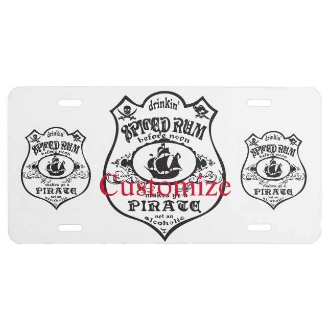 Spiced Rum Pirate Drink Thunder_Cove License Plate (Front)