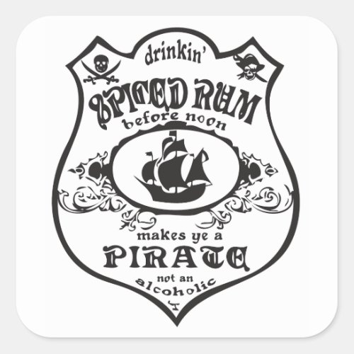 Spiced Rum Pirate Drink Thunder_Cove Square Sticker