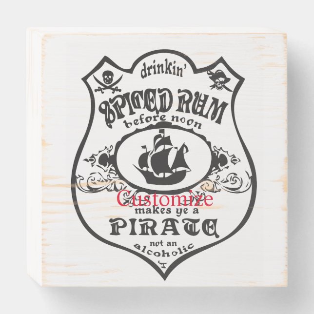 Spiced Rum Pirate Drink Thunder_Cove  Wooden Box Sign (Front Horizontal)