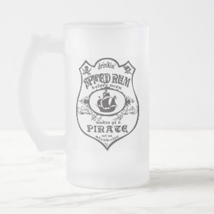 Spiced Rum = Pirate Frosted Glass Beer Mug