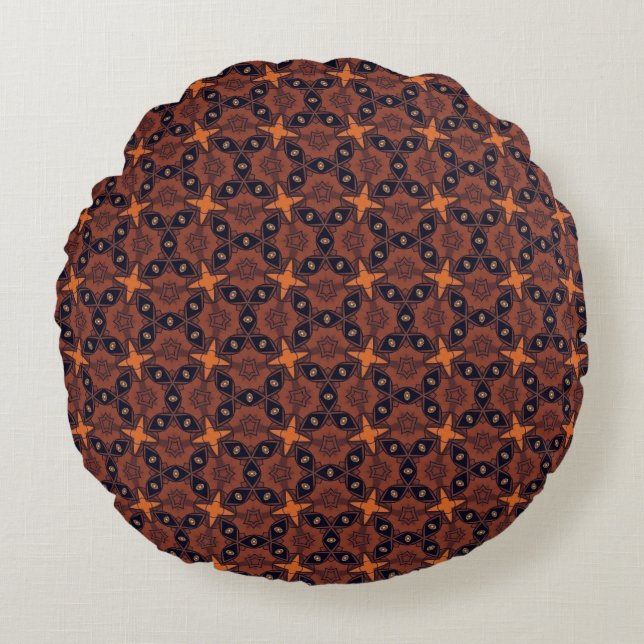Spiced Starfall Trellis Round Pillow (Front)