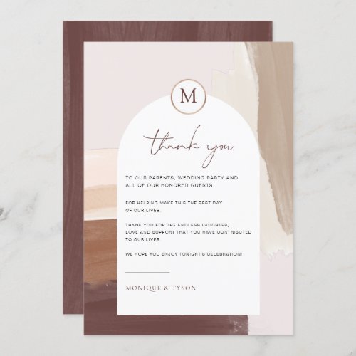 Spiced Terracotta  Wedding Table Thank You Card