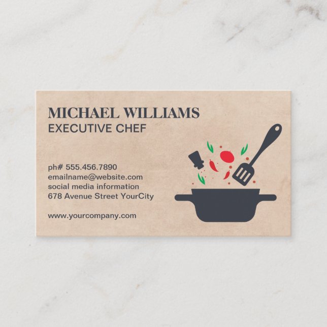 Spices and Food Cooking in Pot Business Card (Front)