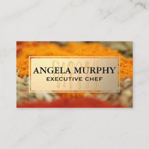 Spices and Herbs Gold Frame Kitchen Tools Business Card