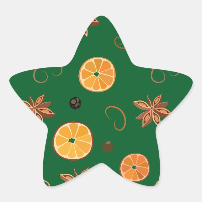 Spices and Oranges slices pattern Star Sticker (Front)