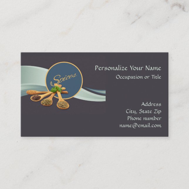 Spices Cooking & Catering Chef Business Card (Front)
