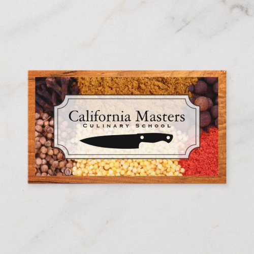 Spices in Piles  Wood Frame Business Card