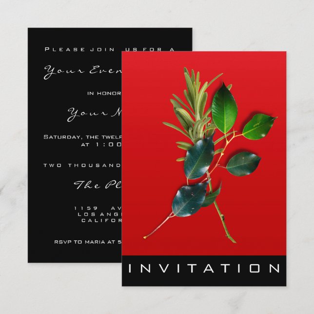 Spices Italian Chef Dinner House Red Wine Green Invitation (Front/Back)