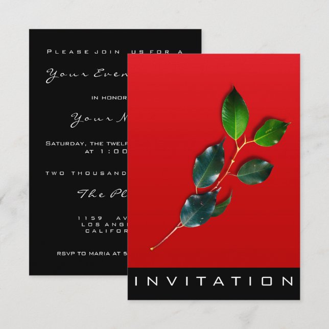 Spices Italian Chef Dinner House Red Wine Green Invitation (Front/Back)