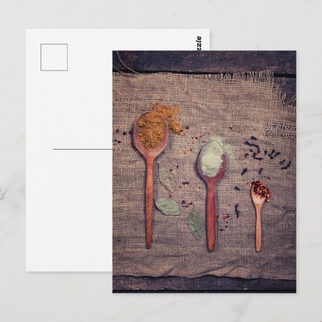 Spices on spoons postcard (Front/Back)