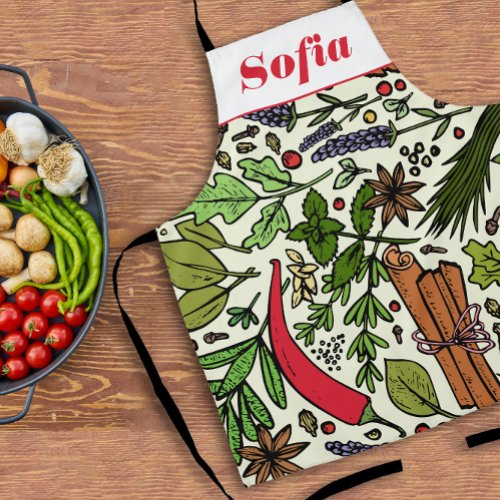 Spices pattern custom name apron