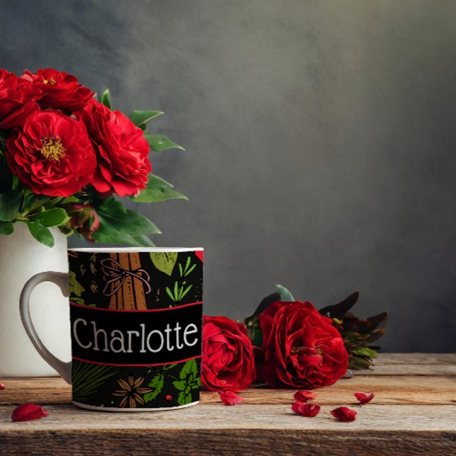 Spices pattern custom name black coffee mug (Creator Uploaded)
