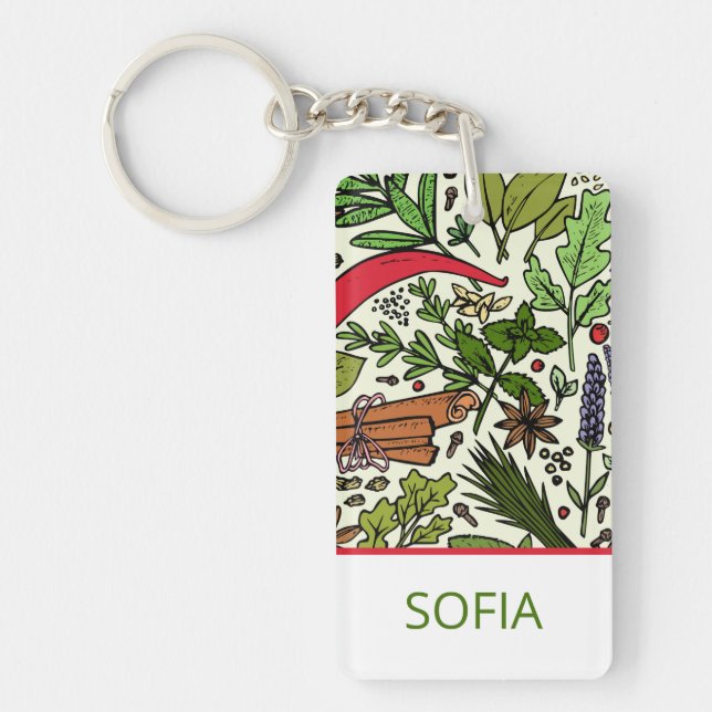 Spices pattern custom name keychain (Front)