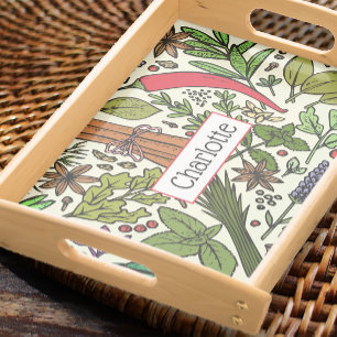 Spices pattern custom name serving tray