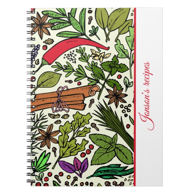 Spices pattern kitchen name Spiral Photo Notebook (Front)