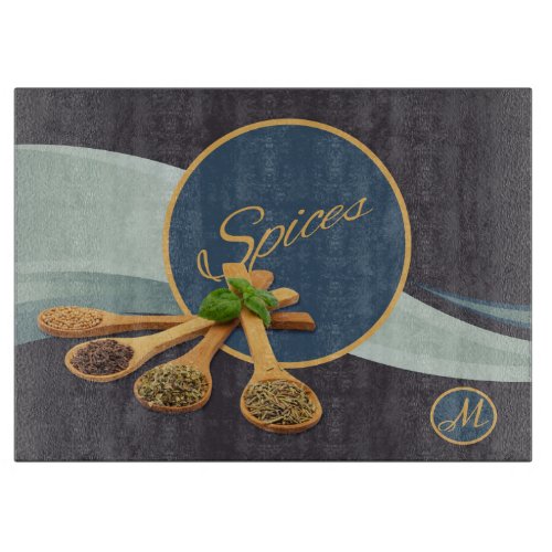 Spices Wooden Stirring Spoon with Spices Monogram Cutting Board