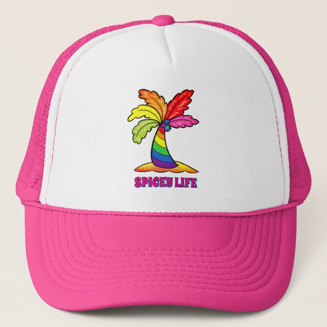  SPICeY LIFE Rainbow Palm  Trucker Hat (Front)