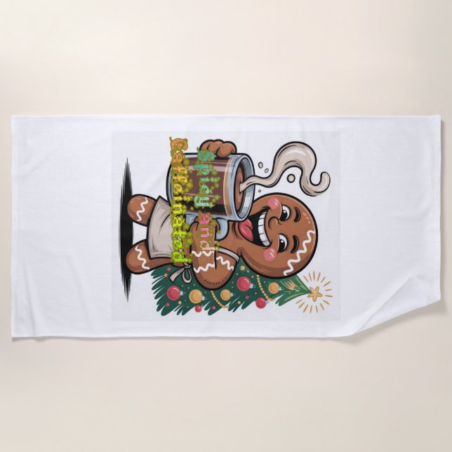 Spicy and Caffeinated Beach Towel (Front)