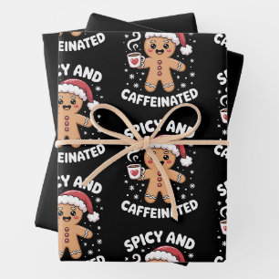 Spicy And Caffeinated Christmas Gingerbread Coffee Wrapping Paper Sheets
