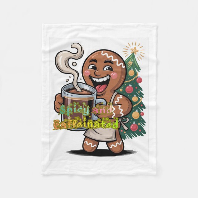 Spicy and Caffeinated Fleece Blanket (Front)