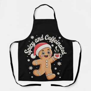 Spicy And Caffeinated Gingerbread Santa Christmas Apron