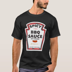 Spicy BBQ Sauce Bottle Label Funny Group Halloween T-Shirt