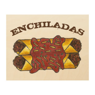 Spicy Black Bean Enchiladas Mexican Food Kitchen Wood Wall Art
