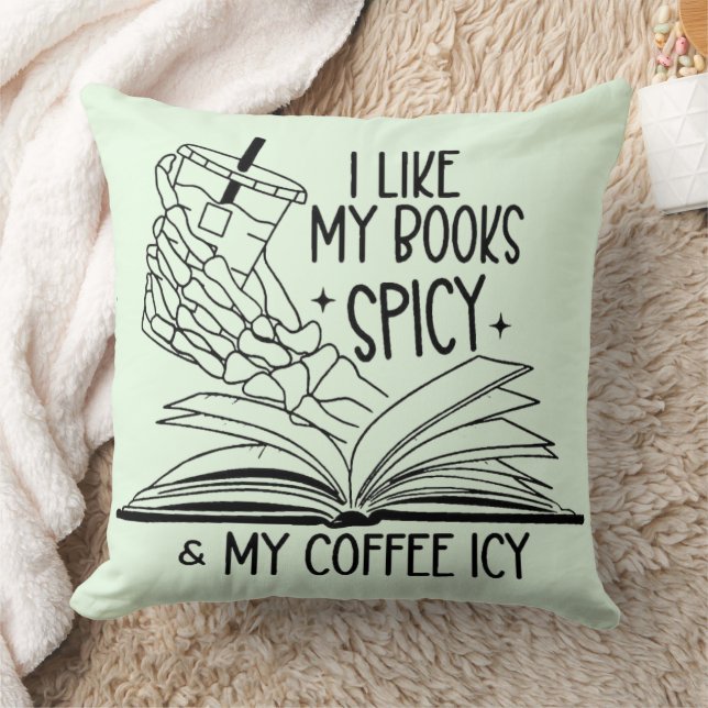 Spicy Books and Icy Coffee Throw Pillow (Blanket)