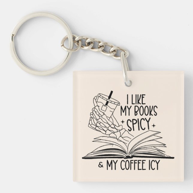 Spicy Books & Icy Coffee Keychain (Front)