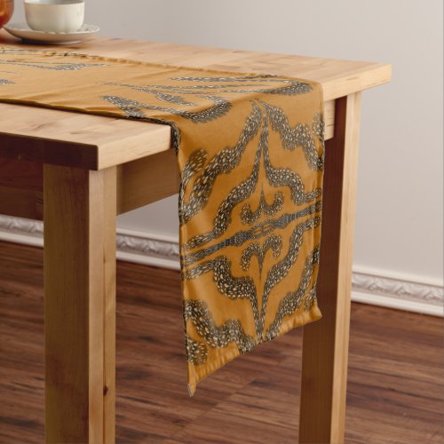 Spicy Brown Charcoal Gray Abstract Pattern Design Short Table Runner
