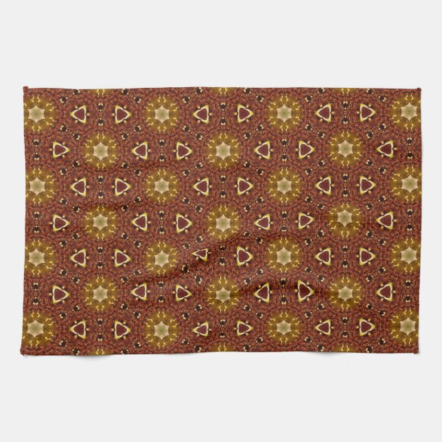 Spicy Brown Yellow Masala Pattern Kitchen Towel (Horizontal)