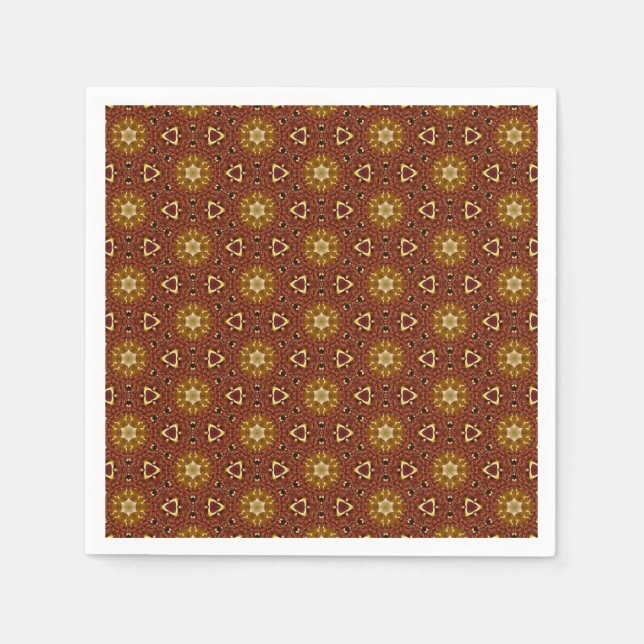 Spicy Brown Yellow Masala Pattern Napkins (Front)