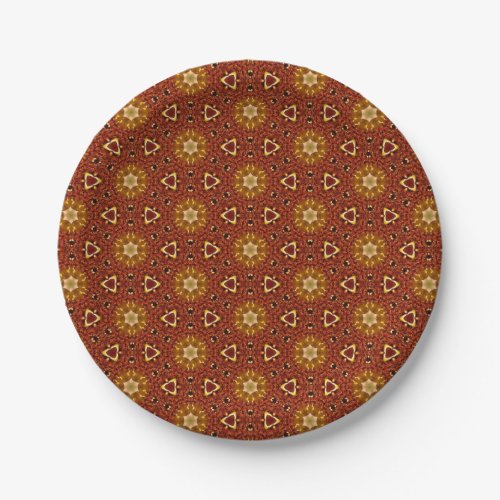 Spicy Brown Yellow Masala Pattern Paper Plates