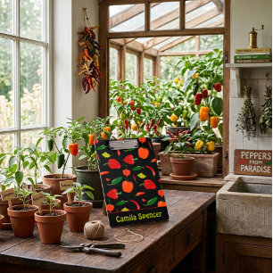 Spicy Chili Pepper Pattern Personalized Clipboard