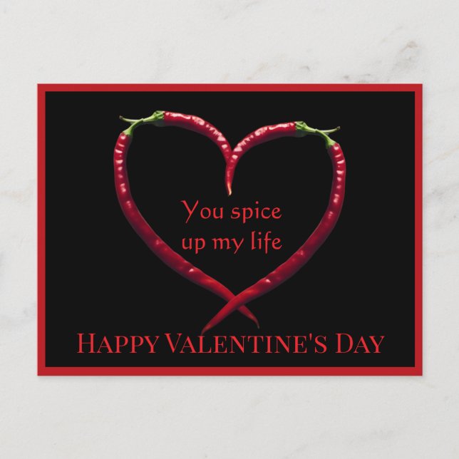 Spicy Chili Pepper Valentine's Day Postcard (Front)