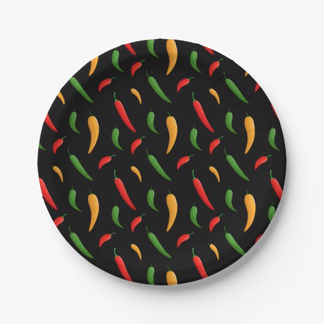 Spicy Chili Peppers Paper Plate (Front)