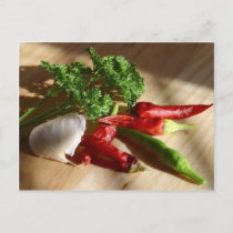 Spicy cuisine art postcard