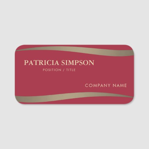 Spicy Dark Red  Earthy Gold A Visually Appealing Name Tag