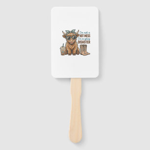 Spicy Disaster Highland Cow Coffee Western Shirt D Hand Fan