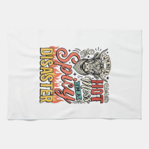 Spicy Disaster Highland Cow Vintage Western Shirt Kitchen Towel