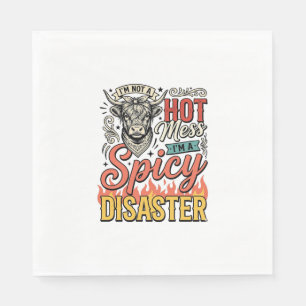 Spicy Disaster Highland Cow Vintage Western Shirt Napkins