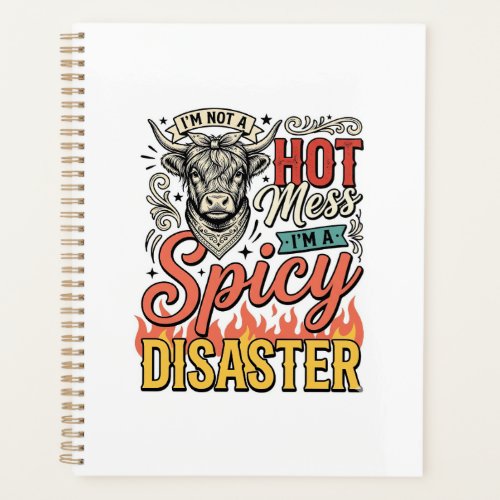 Spicy Disaster Highland Cow Vintage Western Shirt  Planner