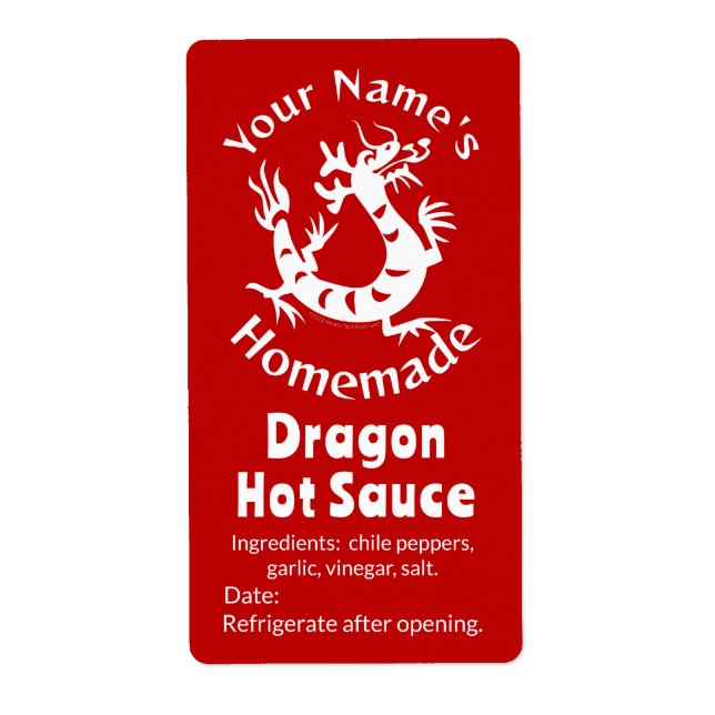 Spicy Dragon Your Name AsianChili Custom Hot Sauce Label (Front)