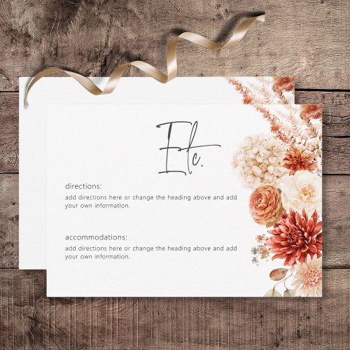 Spicy Fall Rust  Blush Boho Floral Details Enclosure Card