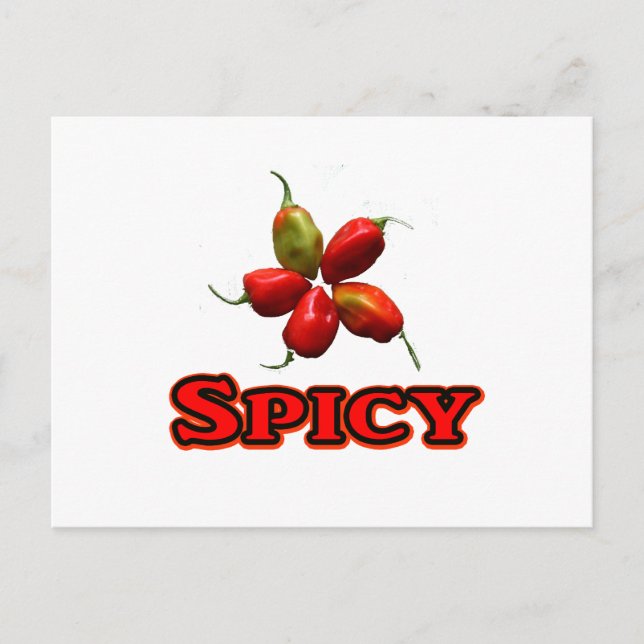 Spicy Five Habanero Hot Pepper Design Postcard (Front)