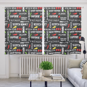 Spicy Food Hot Chilli Names Pattern Sheer Curtains